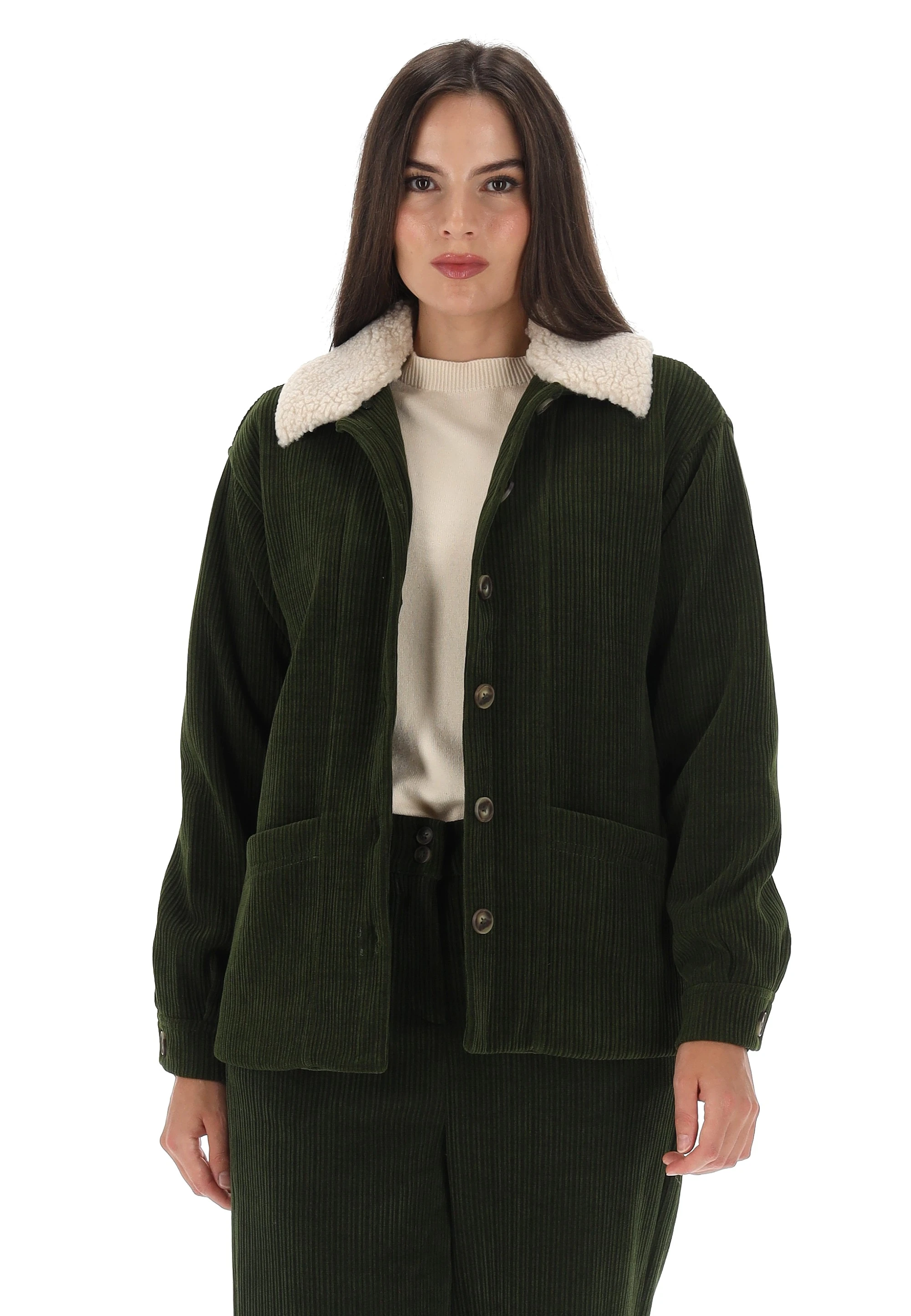 Giacca in velluto con colletto effetto orsetto ICHI